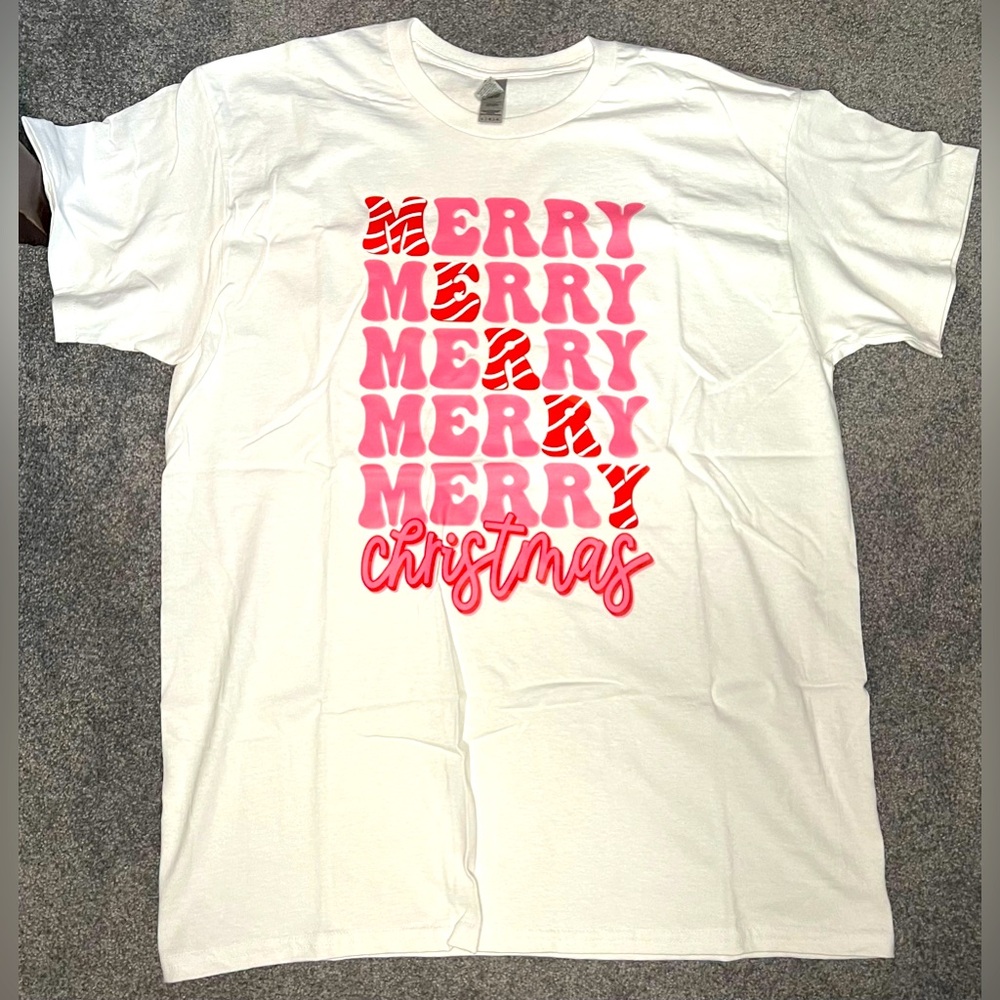 NEW Merry Merry Christmas Shirt, Holiday, Retro, X-mas Party Tee handmade - Picture 2 of 3
